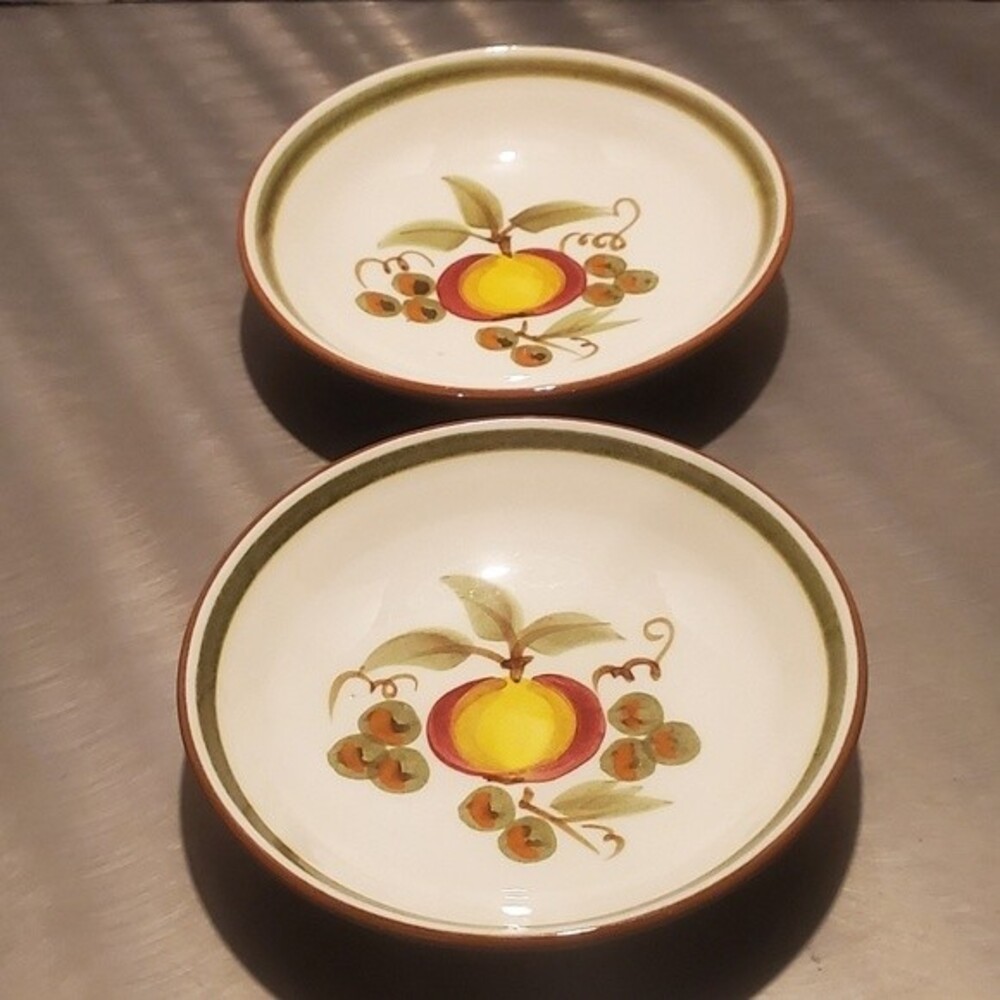 Vintage Stangl Apple Delight Hand Painted Dessert Bowls Set of 2